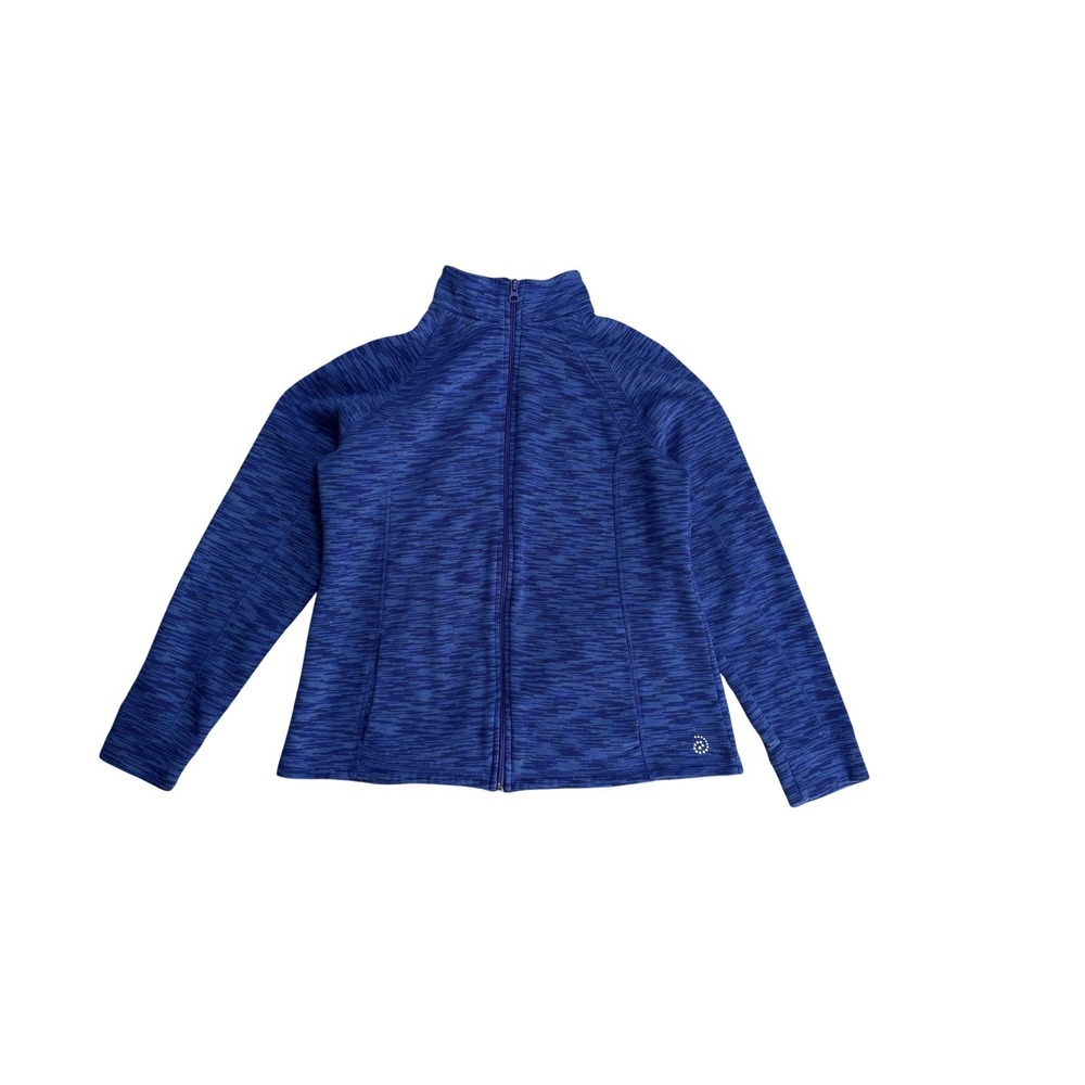Be Inspired Jacket Womens Large Blue Striped Fleece Full‎ Zip Mock Neck Athletic